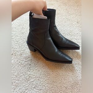 Mango Dark Leather Ankle Booties